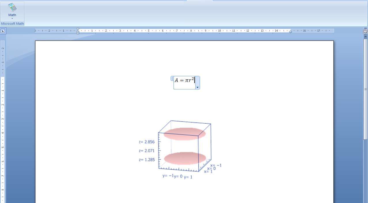 Microsoft Math Add-in for Word 3.5 : Graph Example