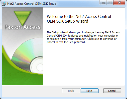 Net2 Access Control OEM SDK 5.3 : Setup Screen
