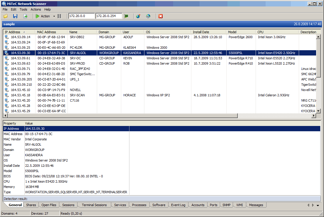 Network Scanner 3.6 : Main window