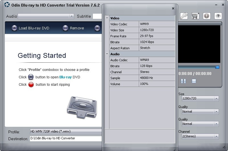 Odin Blu-ray to HD Converter 7.6 : Settings