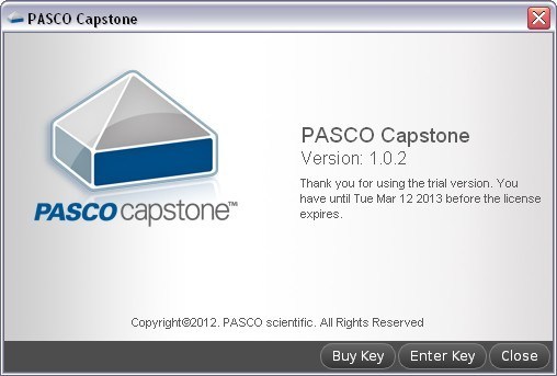 PASCO Capstone 1.0 : About window