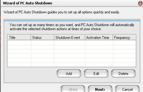 PC Auto Shutdown 4.8 : Main window