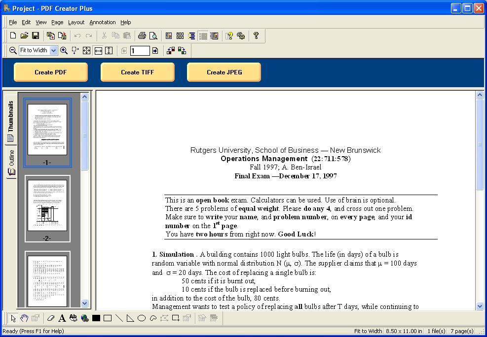 PDF Creator Plus 5.0 : A Word file ready for conversion