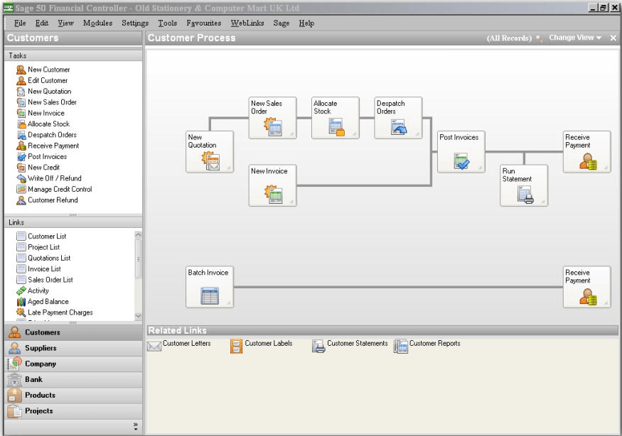 Sage 50 Accounts 16.0 : Main screen