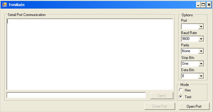 SerialPortCommunication 1.0 : Main window