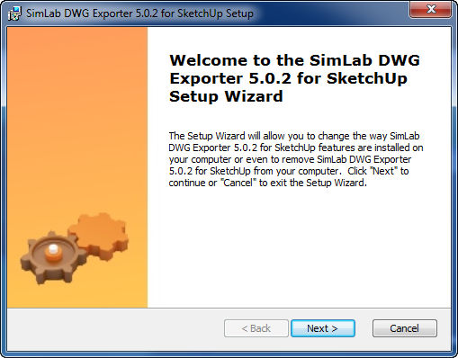 SimLab DWG Exporter for SketchUp 5.0 : Setup window