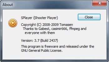 SPlayer 3.7 : About Window