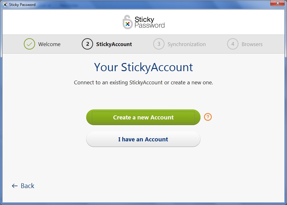 Sticky Password 8.1 : Create an Account