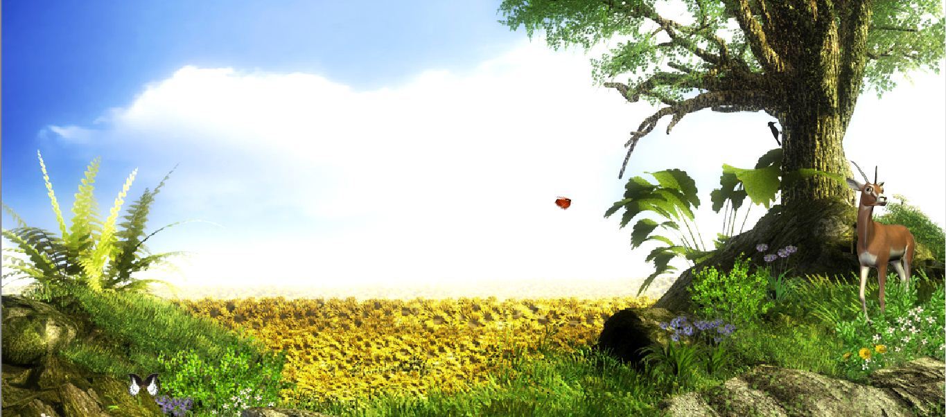 Sunflower Field 3D Screensaver : Butterflies