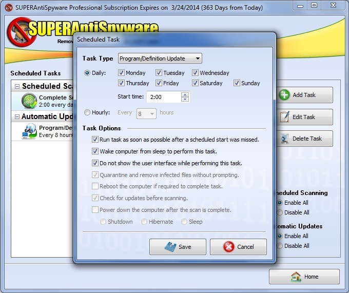 SUPERAntiSpyware Professional 5.6 : Scan Scheduler