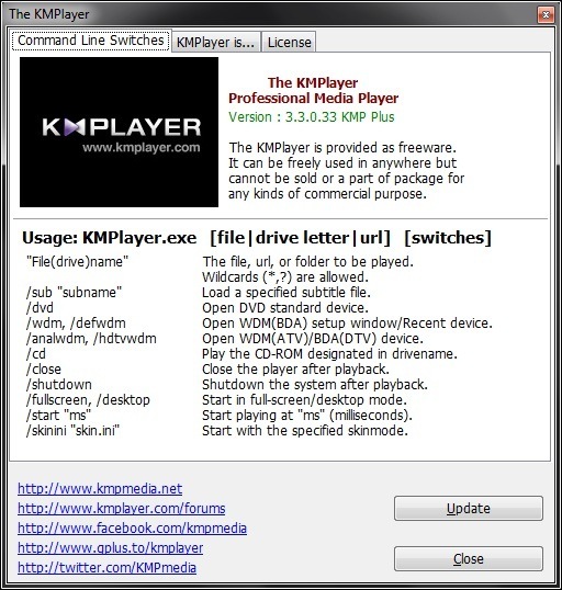 The KMPlayer 3.3 : About Screen