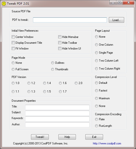Tweak PDF 2.0 : Main window