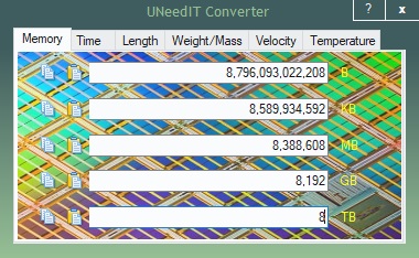 UNeedIT Converter 1.0 : Memory Units