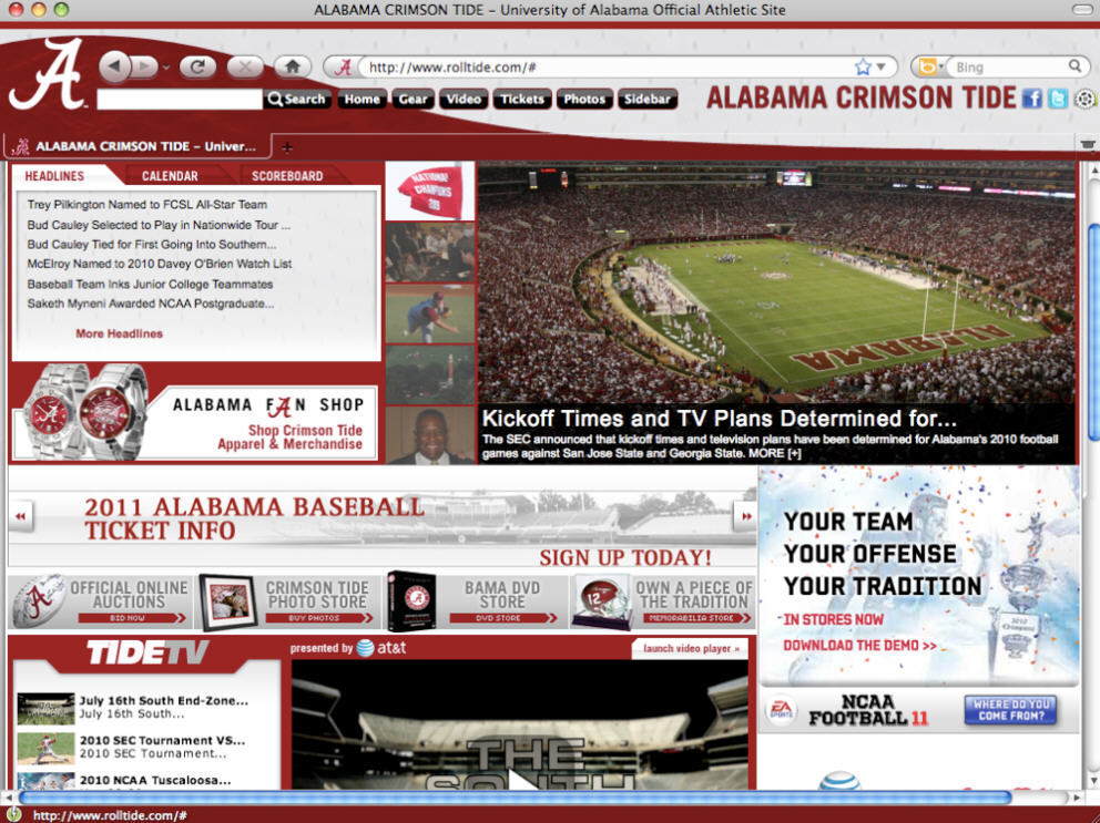 University of Alabama Browser Theme 0.9 : Main window