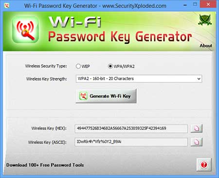 WiFi Password Key Generator 1.0 : Main Window